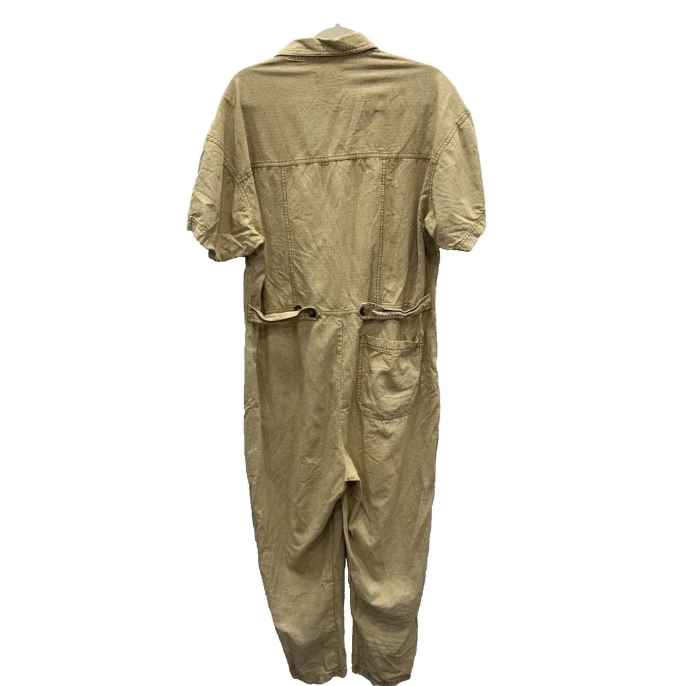 BDG Jumpsuit Womens Large Tan Cotton Utility Zip Front Short Sleeve Gorpcore - Picture 5 of 9